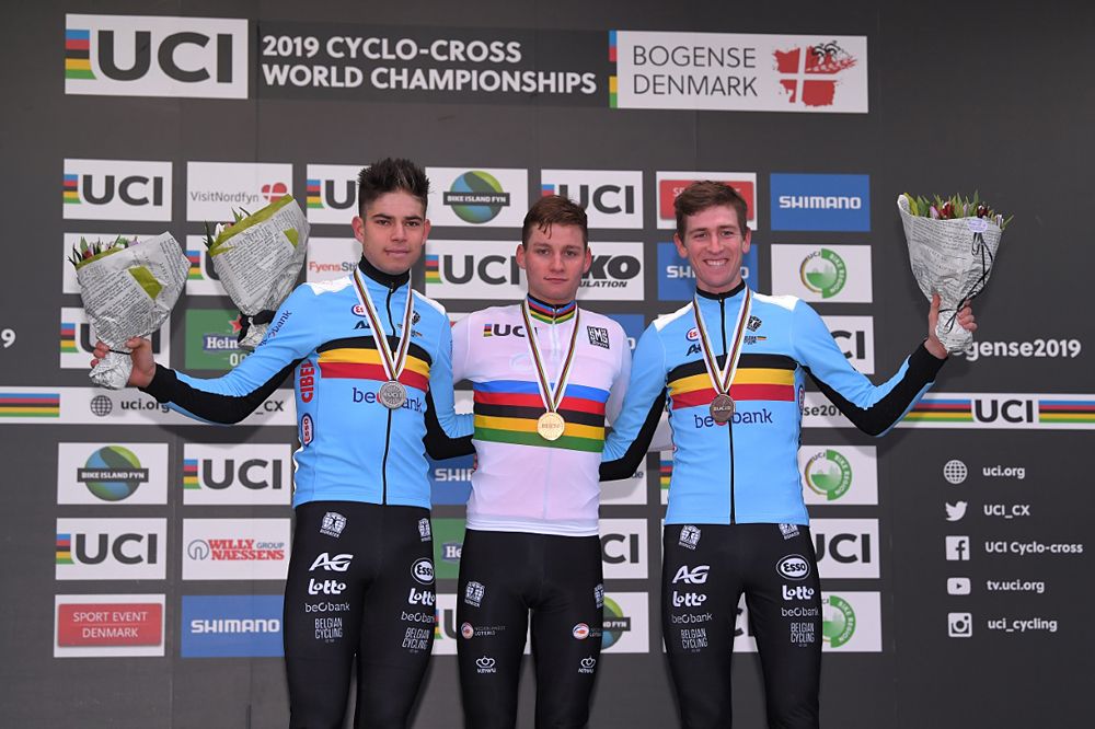 Mathieu van der Poel wins the 2019 UCI Cyclo-cross World Championships in Bogense, Wout Van Aert second and Toon Aerts third