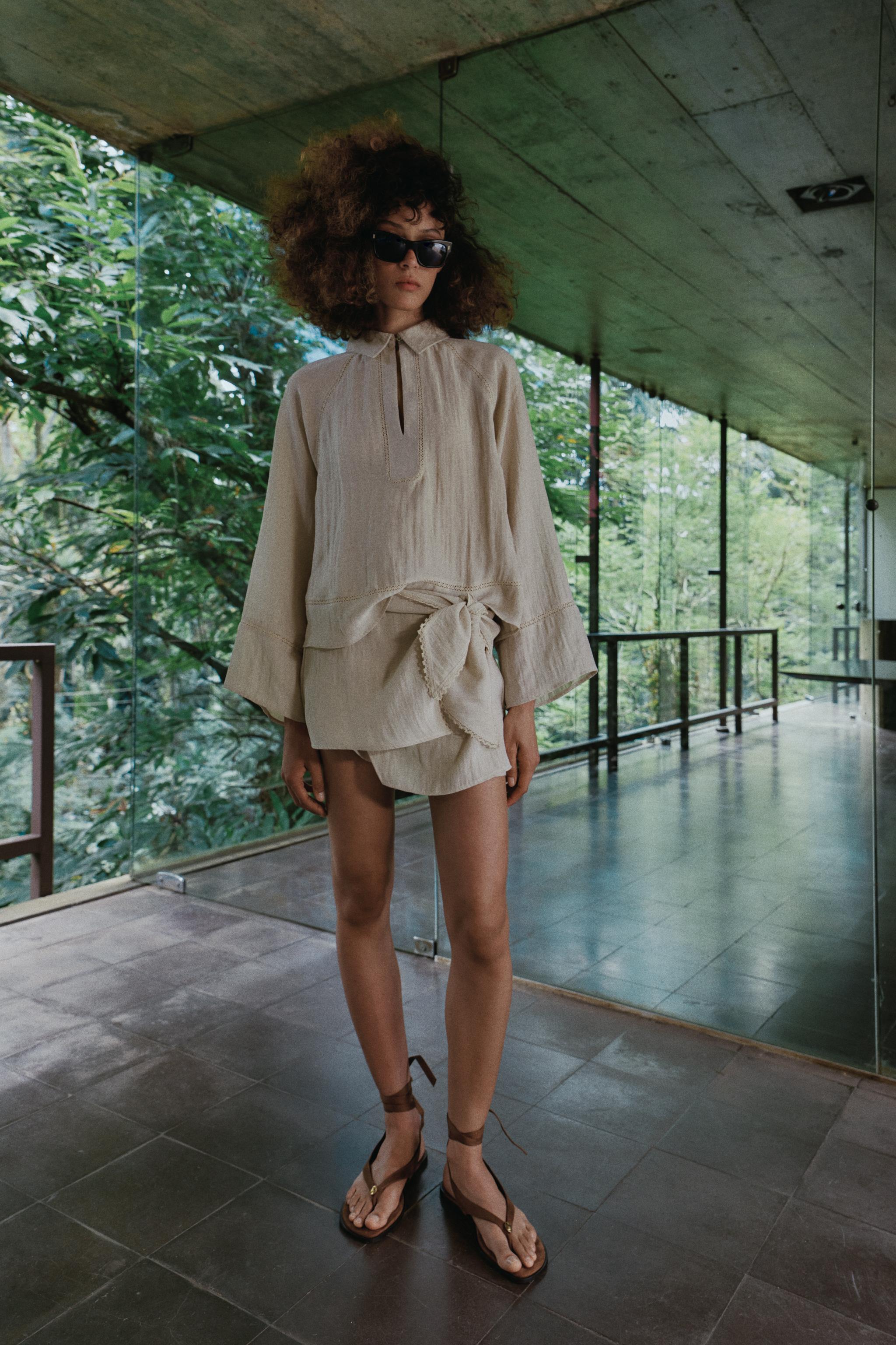 Rustic Lace Insert Blouse