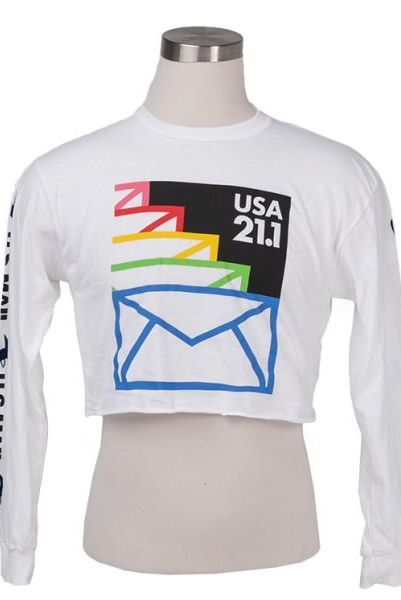 USPS Envelope Crop Top Long Sleeve Shirt