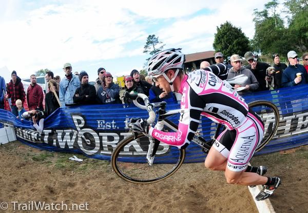 Derek St. John (Garneau Club) on top of the barriers.