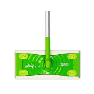 A lime green rectangular mop head with a silver base