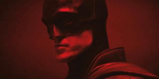 Robert Pattinson in costume as Batman