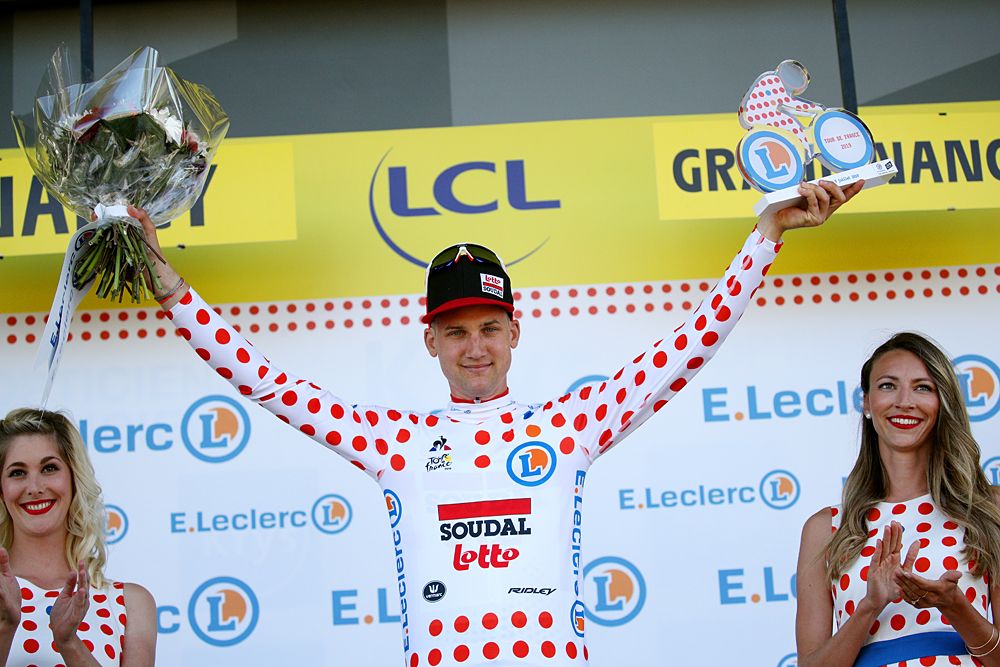 Tim Wellens (Lotto Soudal) in the mountains jersey at the Tour de France