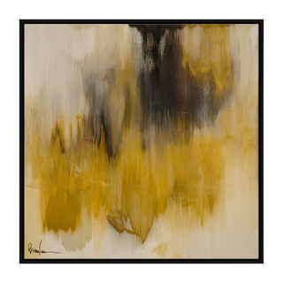 abstract wall art with yellow and brown tones