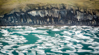 The coastline of the Bykovsky Peninsula in the central Laptev Sea, Siberia