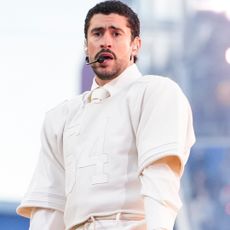 Bad Bunny performed during the Super Bowl Halftime Show in sneakers from his brand-new Adidas collaboration 