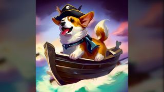 Bing Image Creator: AI-generated art of a pirate corgi.