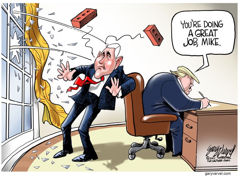 Political Cartoon U.S. Donald Trump Mike Pence oval office | The Week