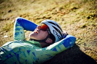 An exhausted Courtney Sherwell after sprinting to victory at the Devils Cardigan, which was hosting the AusCycling Gravel National Championships again in 2024