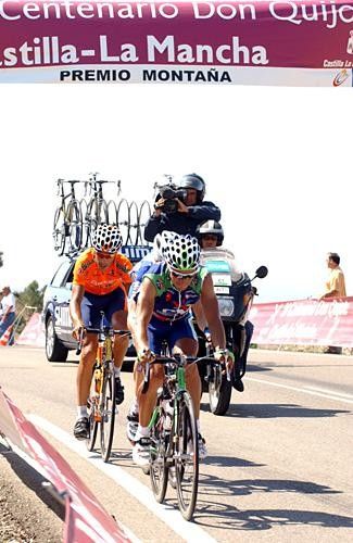 Eladio Jimenez (Comunidad Valenciana) leads over the first climb of the day