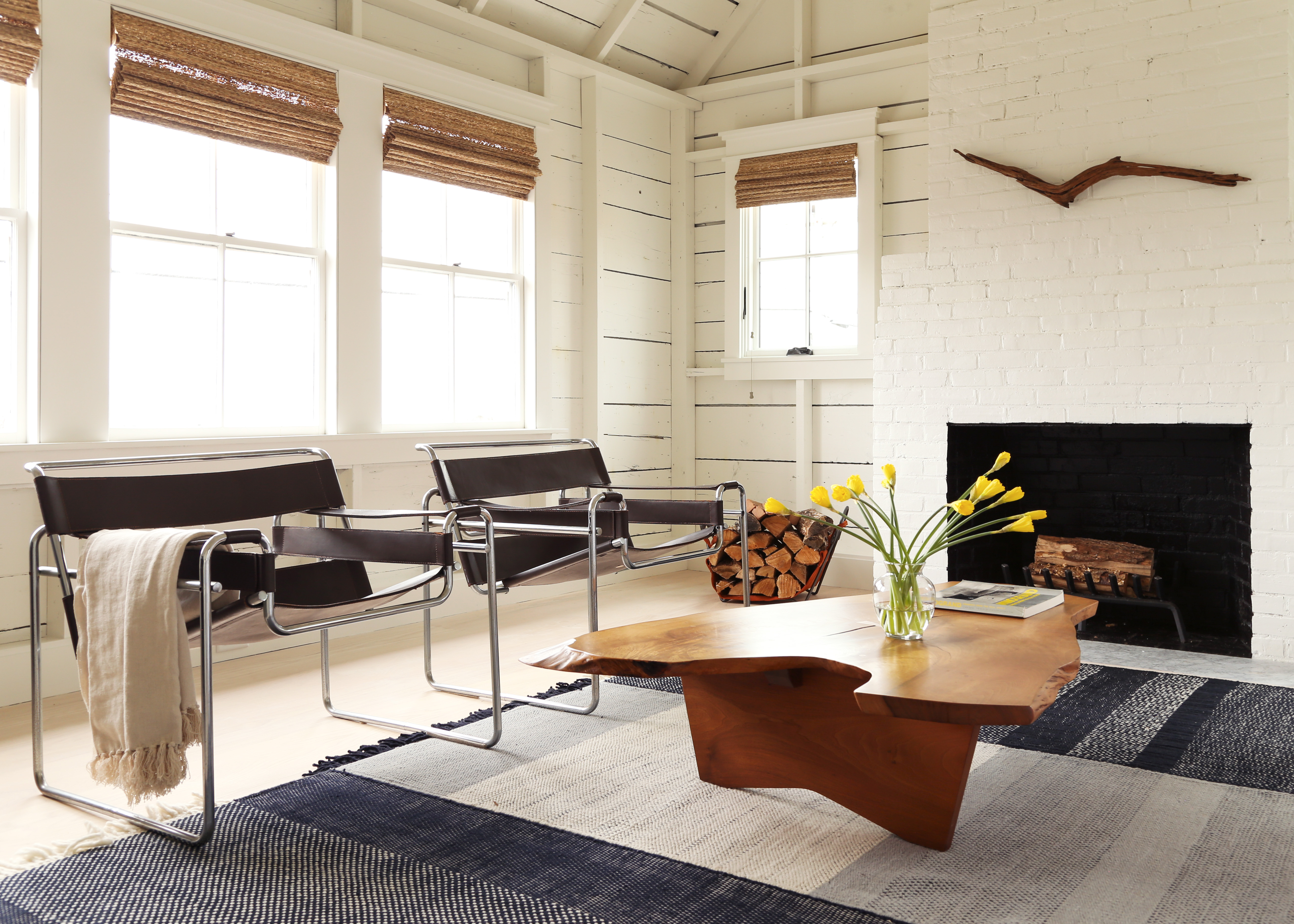 modern living room with leather armchairs