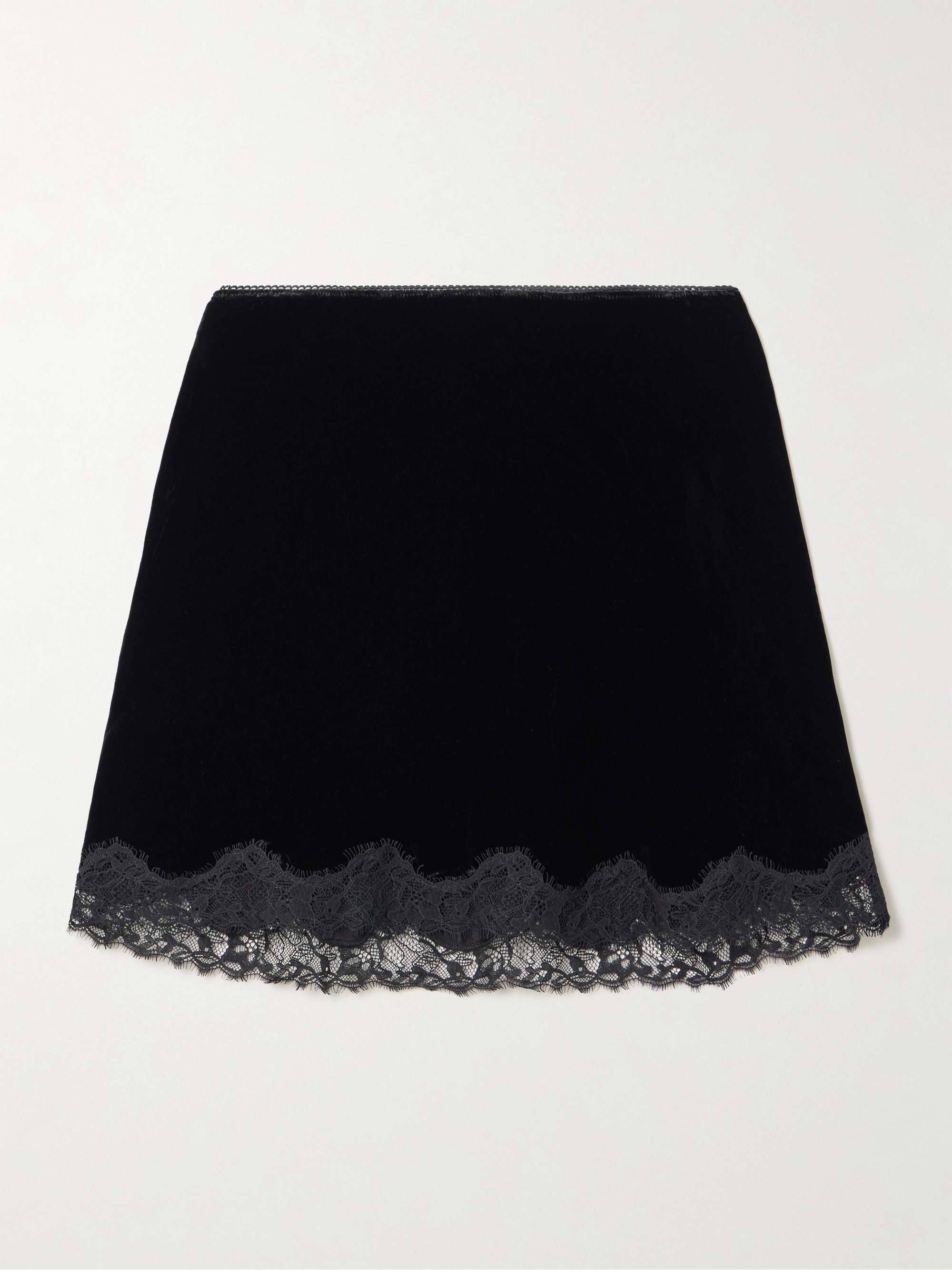 Kornelia Lace-Trimmed Velvet Mini Skirt