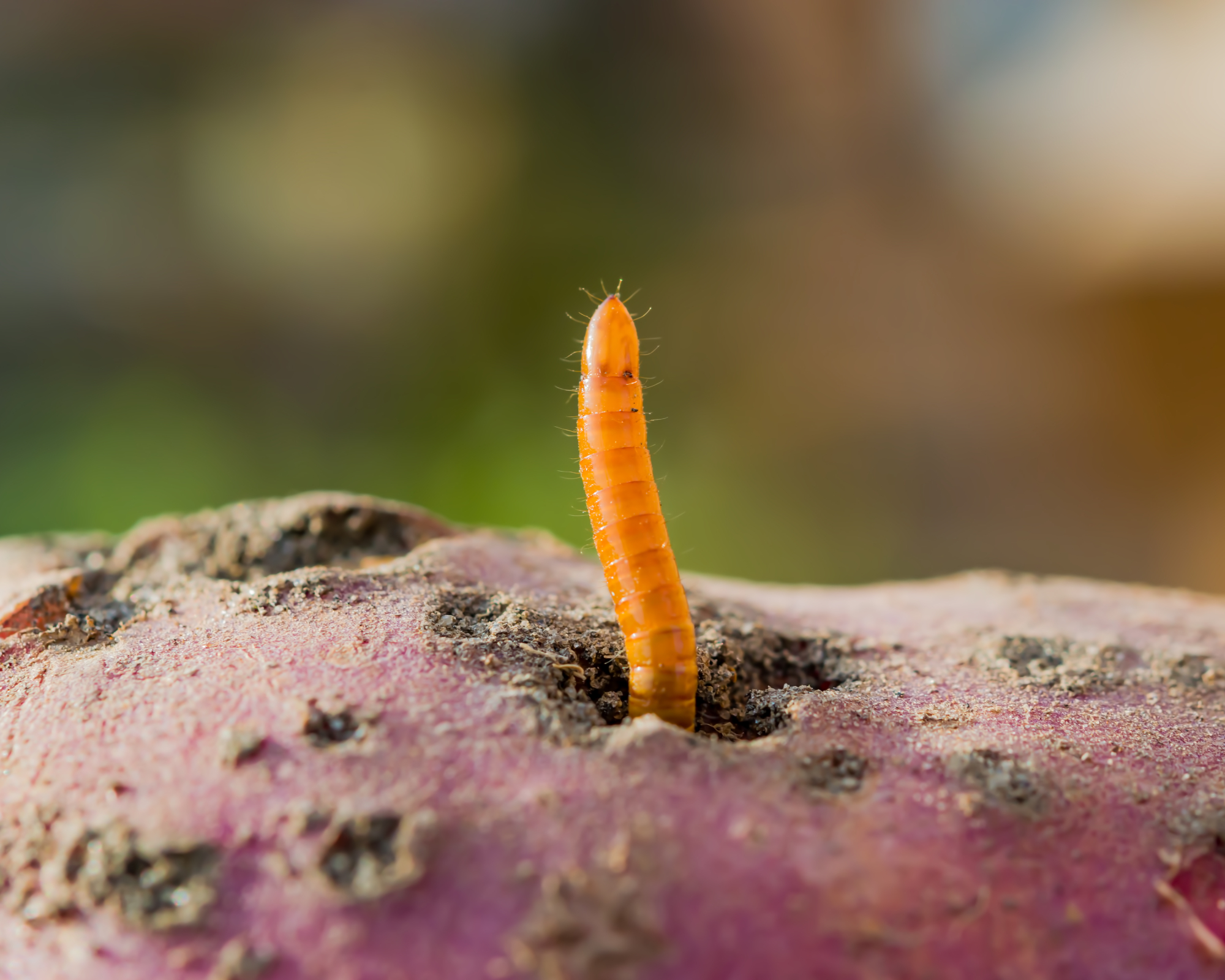 wireworm coming out of a potato