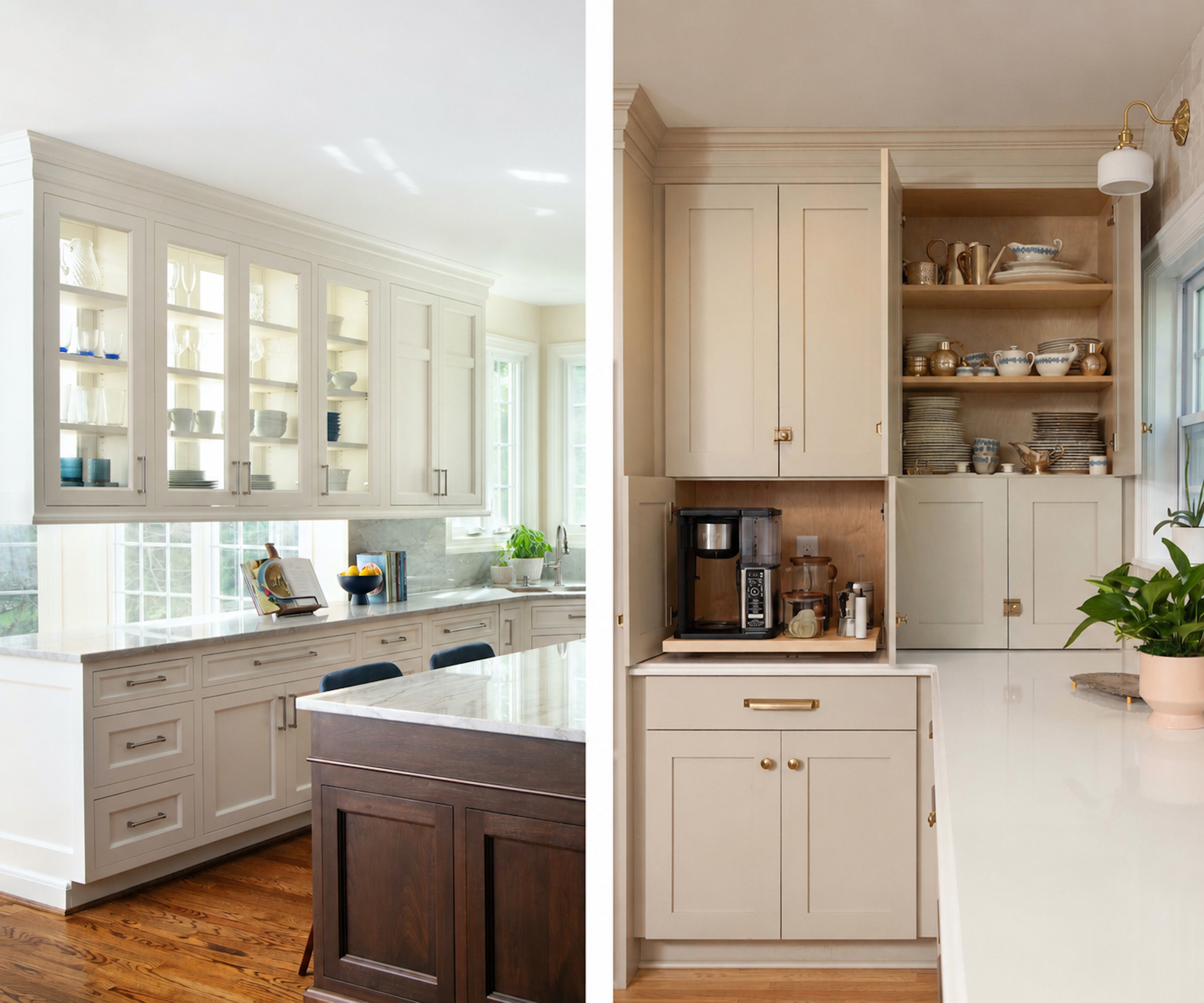 kitchen cabinets in two styles