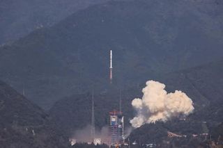 A Chinese Long March 2D rocket carrying the Yaogan 35 A, B and C Earth reconnaissance satellites lifts off from the Xichang Satellite Launch Center in southwest China on Nov. 5, 2021. 