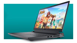 Dell g15 gaming laptop on a blue background