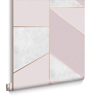 geometric design blush pink and rose gold wallpaper
