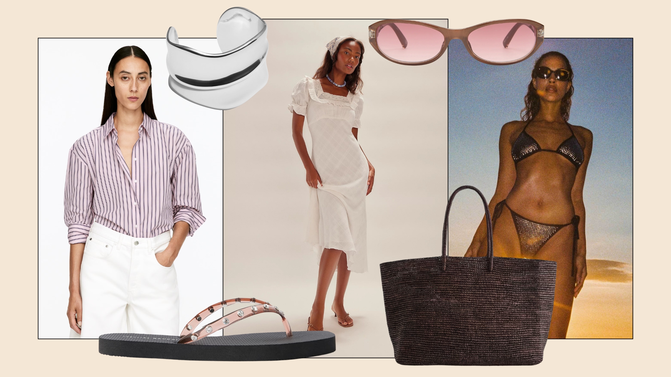 Looks and products from ARKET, Free People, Loeffler Randall, Net-a-Porter, Hunza G, Le Specs, COS, &amp; Other Stories.