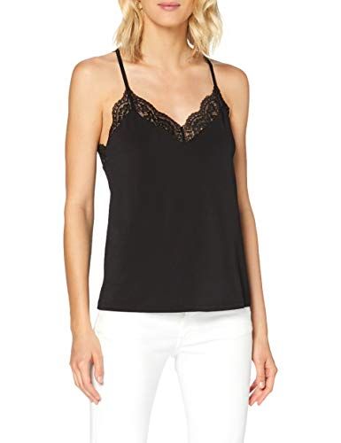 Vero Moda Damen Oberteil Ohne Ärmel Spitzenverziertes, Schwarz, L