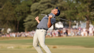 Bryson DeChambeau celebrates winning the 2024 US Open