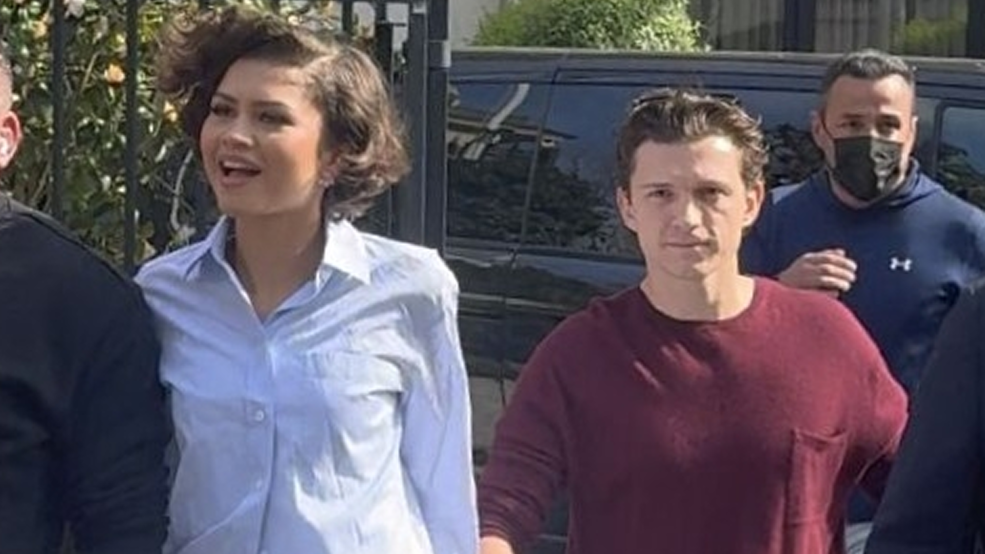 Zendaya and Tom Holland were spotted in Paris, Z borrowed from the boys in a button-down, trousers, and leather loafers