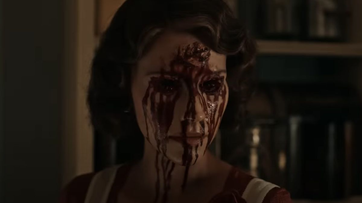 Woman with bloody face in Guillermo del Toro&#039;s Cabinet of Curiosities