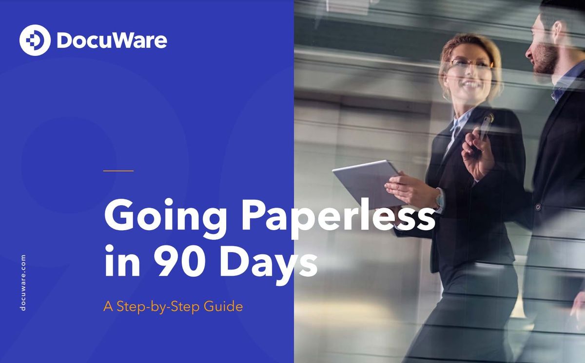 Whitepaper cover with business colleagues walking along holding devices