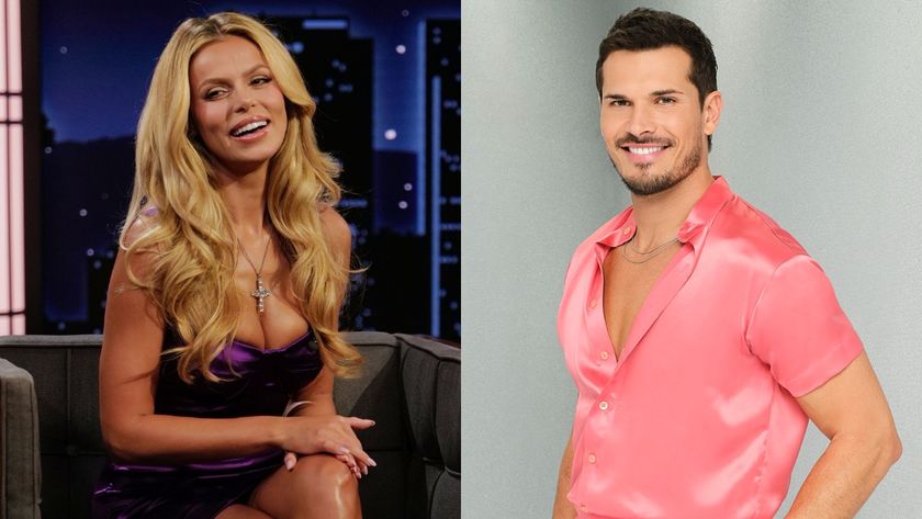 From left to right: Books smiling on Jimmy Kimmel Live and Gleb Savchenko on Dancing with the Stars. 