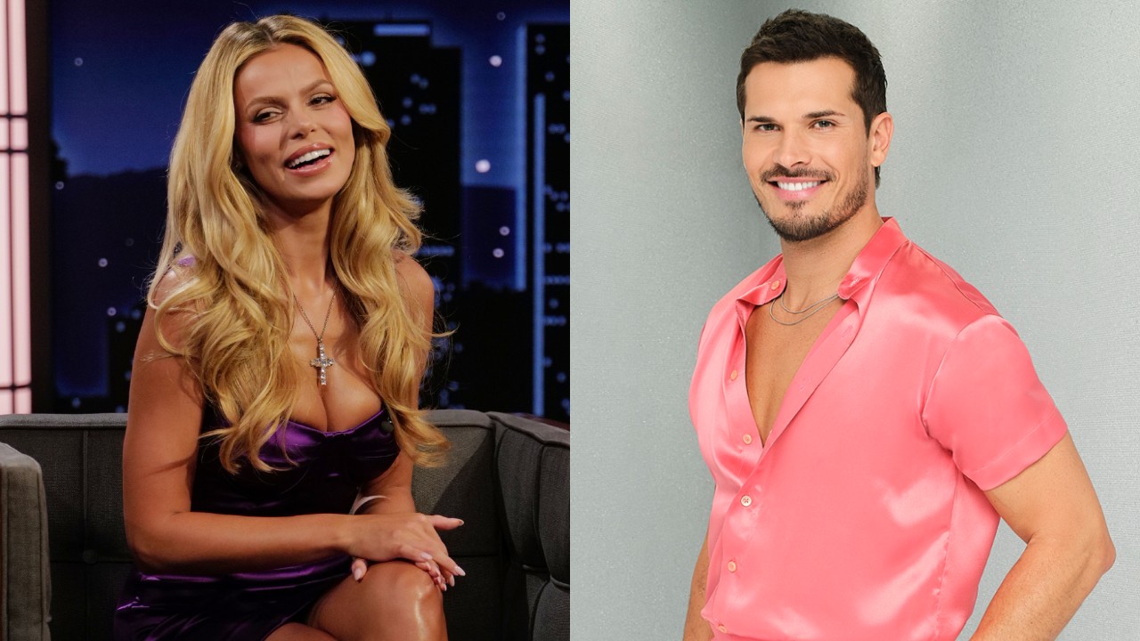 From left to right: Books smiling on Jimmy Kimmel Live and Gleb Savchenko on Dancing with the Stars. 