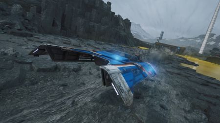 Star Wars Galactic Racer landspeeder driving past acid puddles on Sentinel I