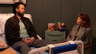 EMMETT J SCANLAN as Patrick and MYANNA BURING as Melinda Ricci in Unforgotten season 6