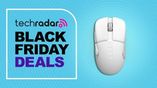 NZXT Lift Elite Wireless gaming mouse against a cyan TechRadar deals background