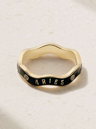 Zodiac Wave 14-Karat Gold, Enamel and Multi-Stone Ring