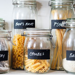 Pasta and non-perishable goods stored in jars