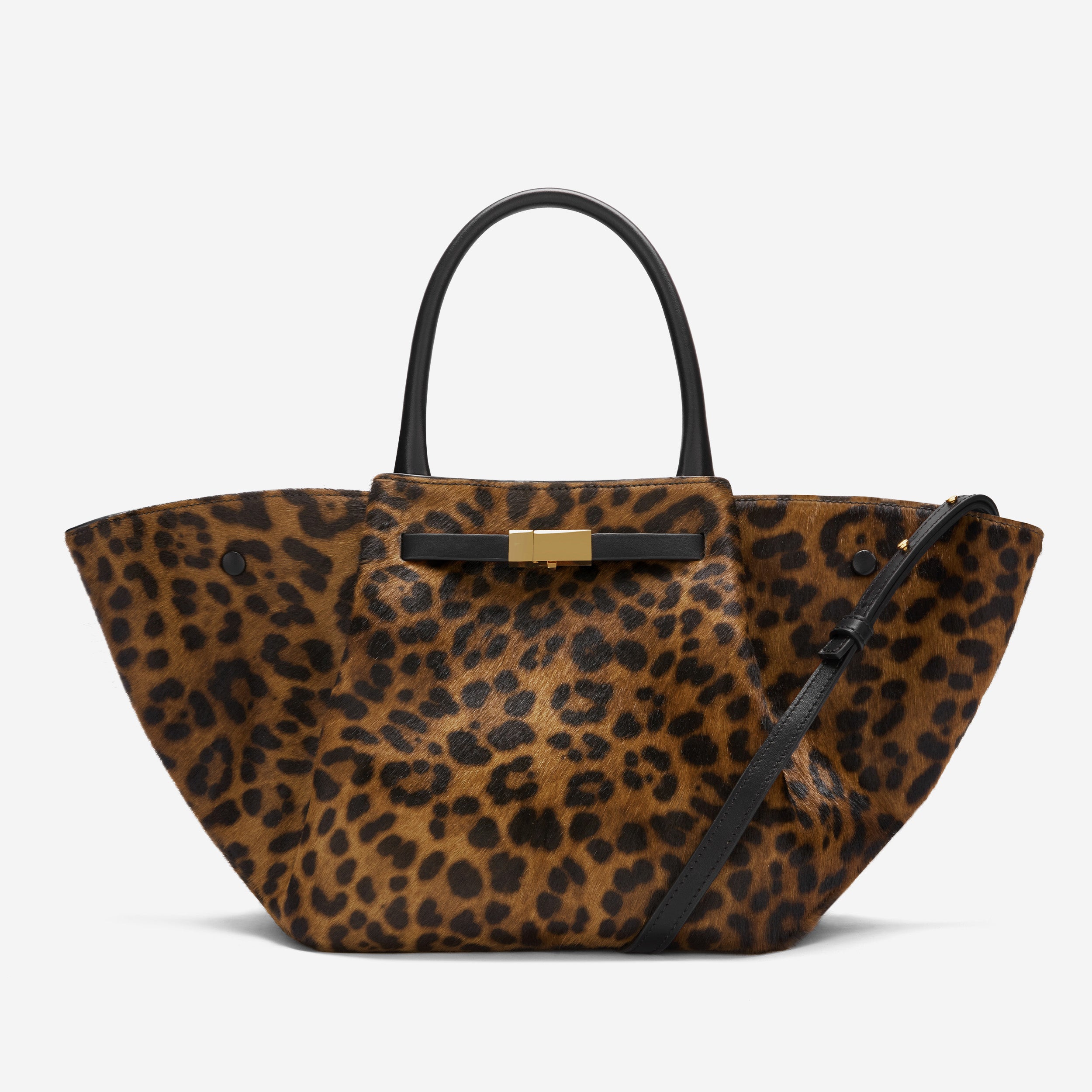 The Midi New York | Leopard Effect Calf Hair &amp;amp; Black Smooth | Demellier