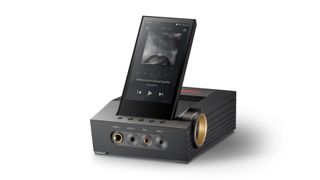 The Astell&Kern CA1000T with a portable music player on a white background.