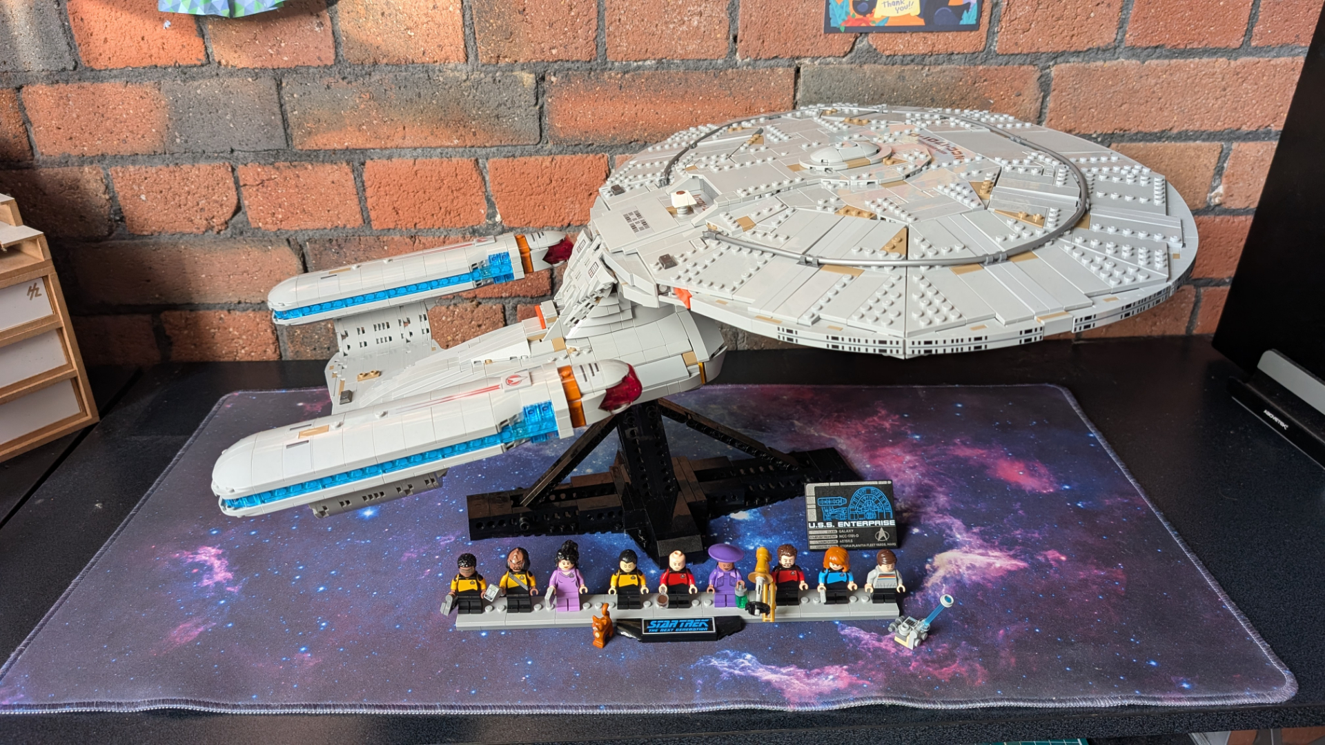 Lego U.S.S. Enterprise set on stand