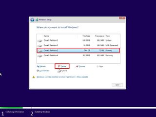 Delete partitions to clean install Windows 10