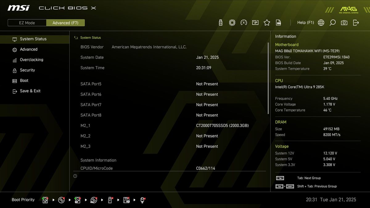 MSI MAG B860 Tomahawk Wifi
