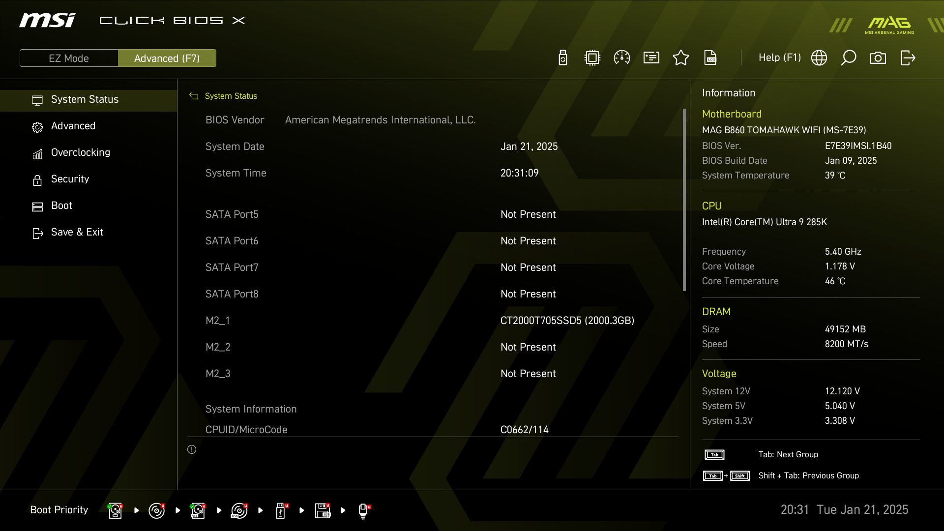MSI MAG B860 Tomahawk Wifi