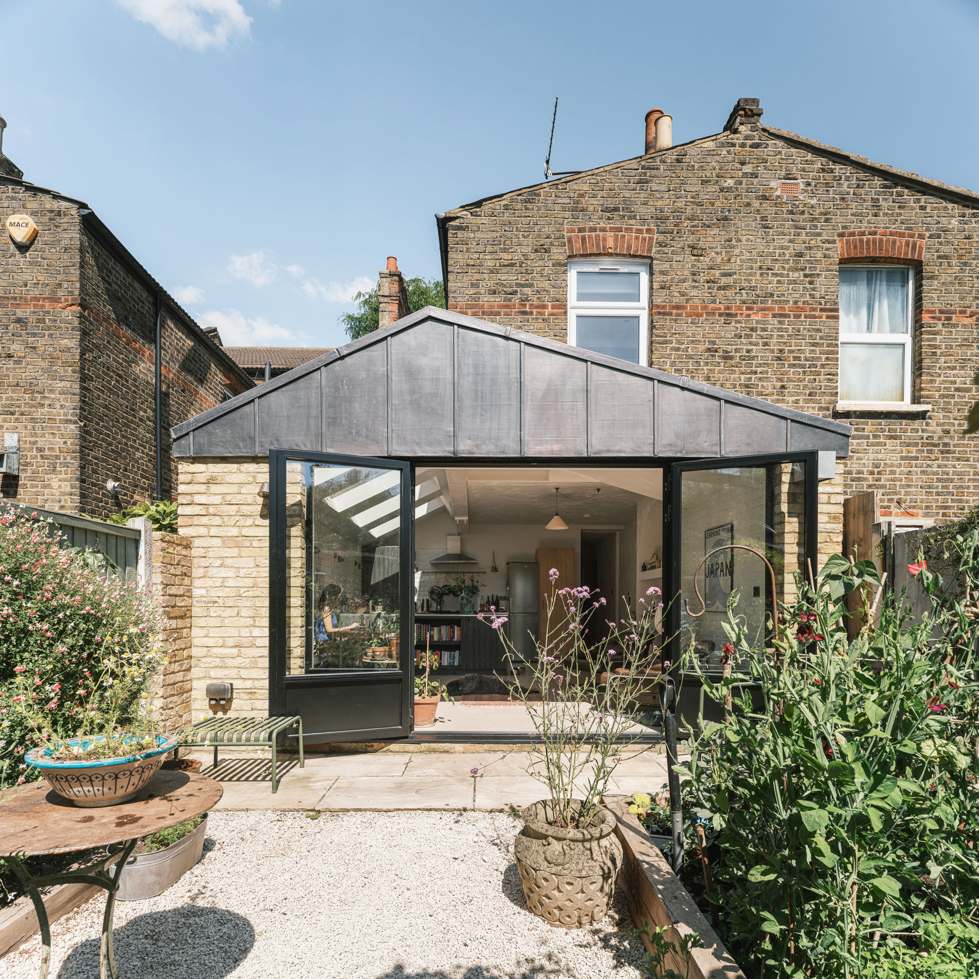 modern single storey pitched roof extension