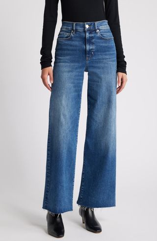 Le Slim Raw Fray Hem Palazzo Jeans