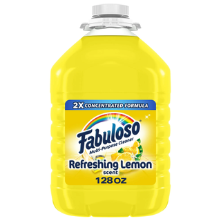 A bottle of lemon scented fabuloso