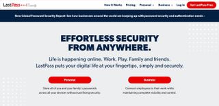 best password managers - LastPass' homepage