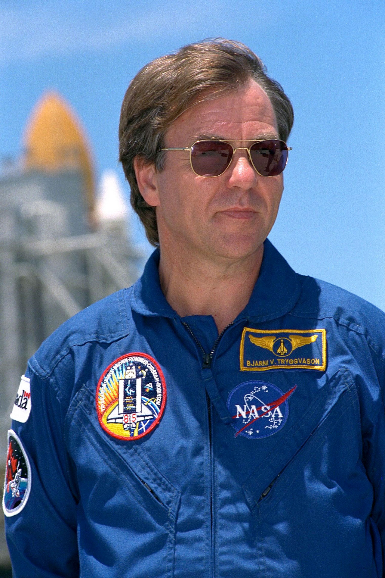 El especialista en carga útil STS-85, Bjarni Tryggvason, fue reemplazado por el transbordador espacial Discovery en la plataforma de lanzamiento en julio de 1997.