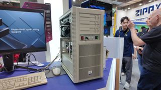 Silverstone FLP02 retro PC case on display at Computex trade show