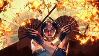 Mai in Street Fighter 6 with flaming fans