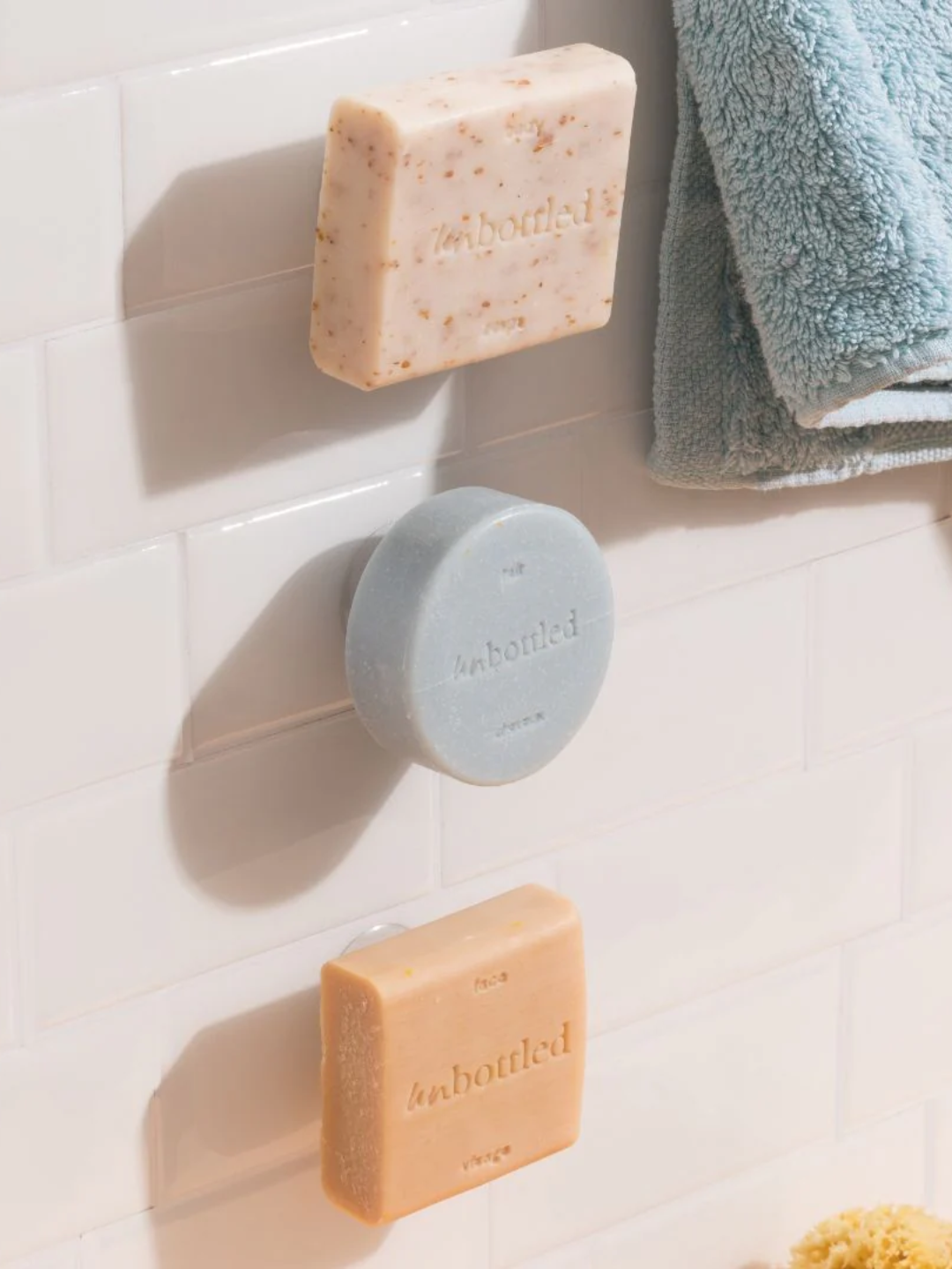 A set of thre emagnetic soap holders from Unbottled