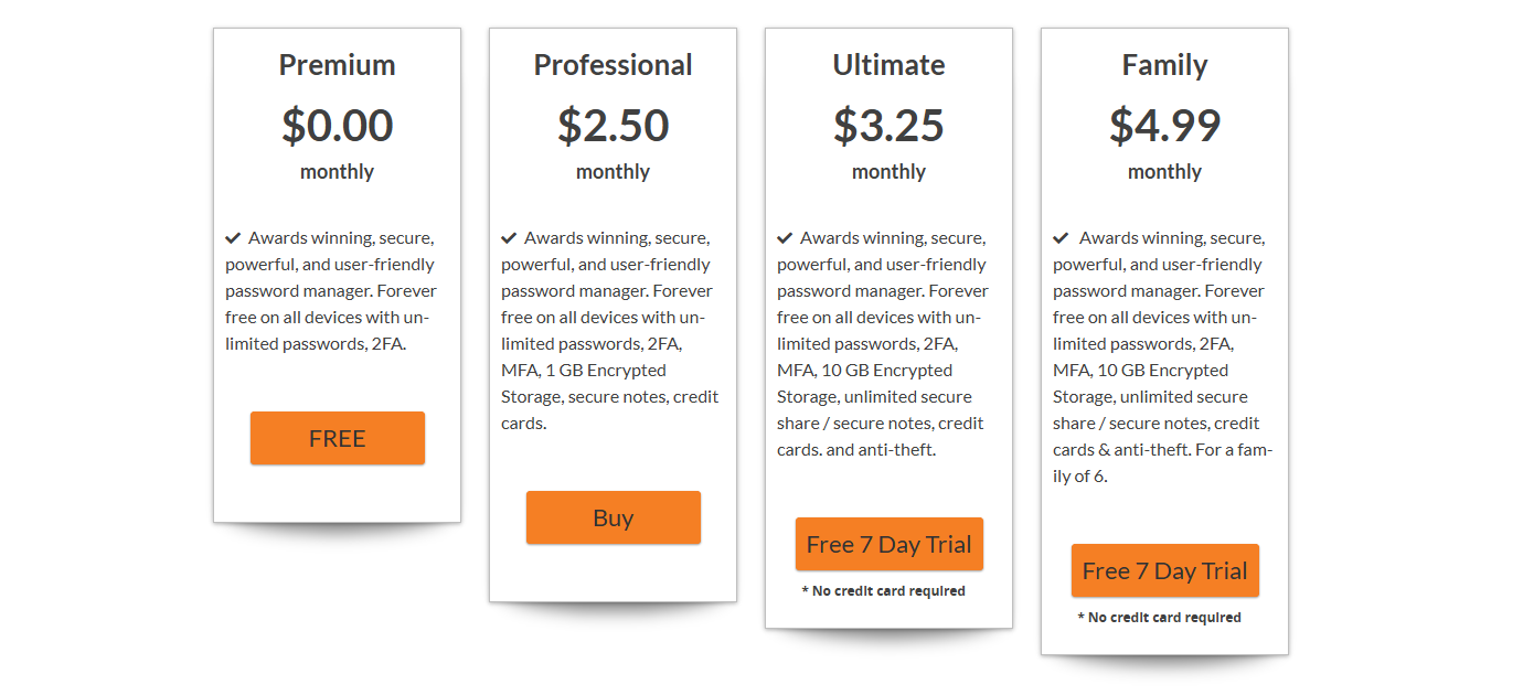 LogMeOnce pricing