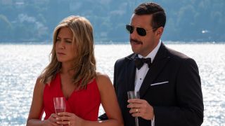 Jennifer Aniston and Adam Sandler in Netflix's Murder Mystery.